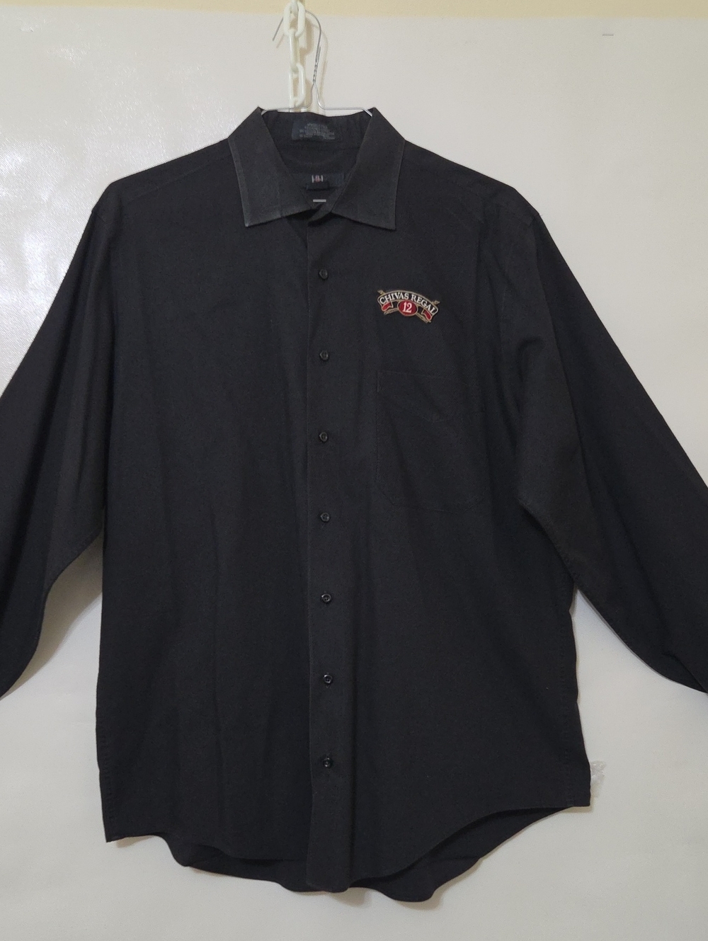 H&H Chivas Regal Men's Black Long Sleeve Button-Up Shirt - Size 17 - 34/35